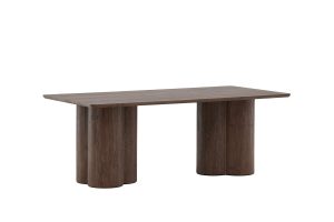 Table basse marron Olga 120x60 cm, table basse rectangulaire en bois avec pieds travaillés pour salon