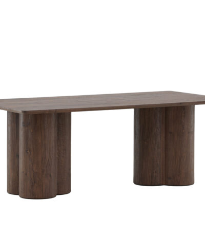Table basse marron Olga 120x60 cm, table basse rectangulaire en bois avec pieds travaillés pour salon