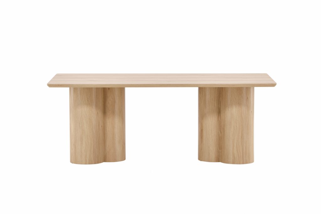 Table basse naturelle Olga 120x60 cm, table basse rectangulaire en bois avec pieds travaillés pour salon