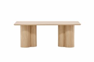 Table basse naturelle Olga 120x60 cm, table basse rectangulaire en bois avec pieds travaillés pour salon