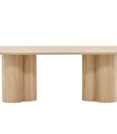 Table basse naturelle Olga 120x60 cm, table basse rectangulaire en bois avec pieds travaillés pour salon