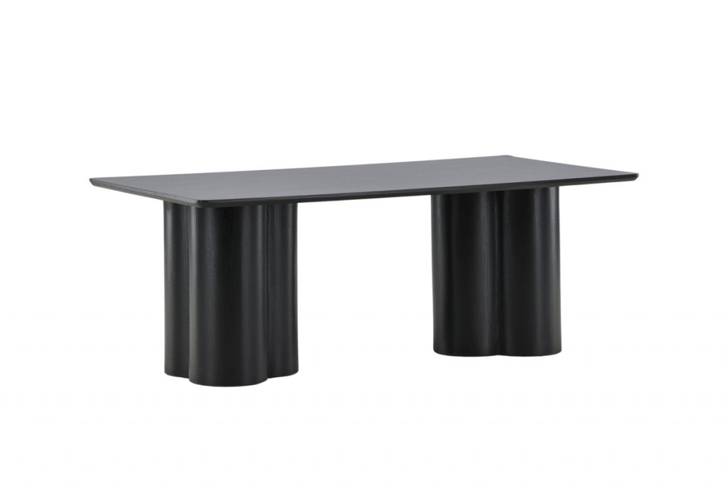 Table basse noire Olga 120x60 cm, table basse rectangulaire en bois avec pieds travaillés pour salon