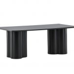 Table basse noire Olga 120x60 cm, table basse rectangulaire en bois avec pieds travaillés pour salon