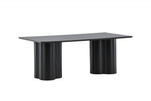 Table basse noire Olga 120x60 cm, table basse rectangulaire en bois avec pieds travaillés pour salon