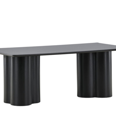 Table basse noire Olga 120x60 cm, table basse rectangulaire en bois avec pieds travaillés pour salon