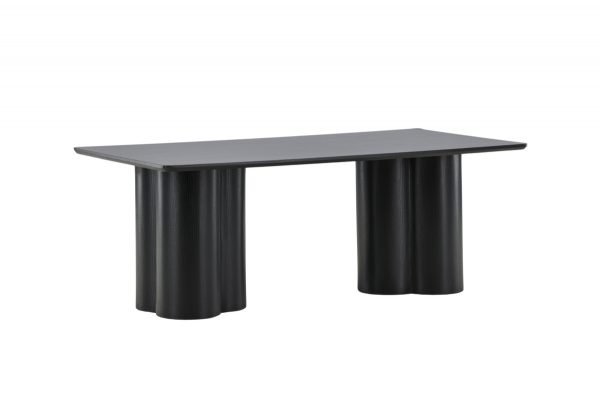 Table basse noire Olga 120x60 cm, table basse rectangulaire en bois avec pieds travaillés pour salon