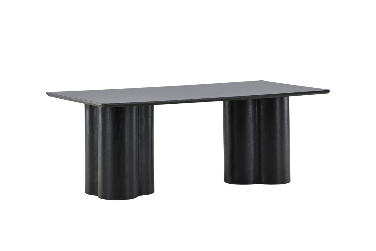 Table basse noire Olga 120x60 cm, table basse rectangulaire en bois avec pieds travaillés pour salon