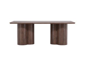 Table de repas marron Olga 210x100 cm, table à manger rectangulaire en bois pour 6 personnes