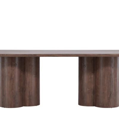 Table de repas marron Olga 210x100 cm, table à manger rectangulaire en bois pour 6 personnes