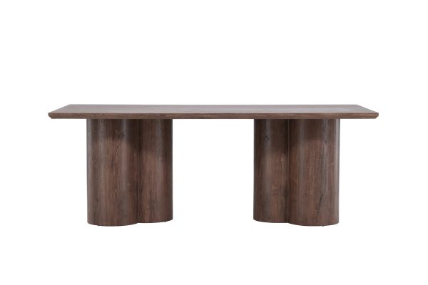 Table de repas marron Olga 210x100 cm, table à manger rectangulaire en bois pour 6 personnes