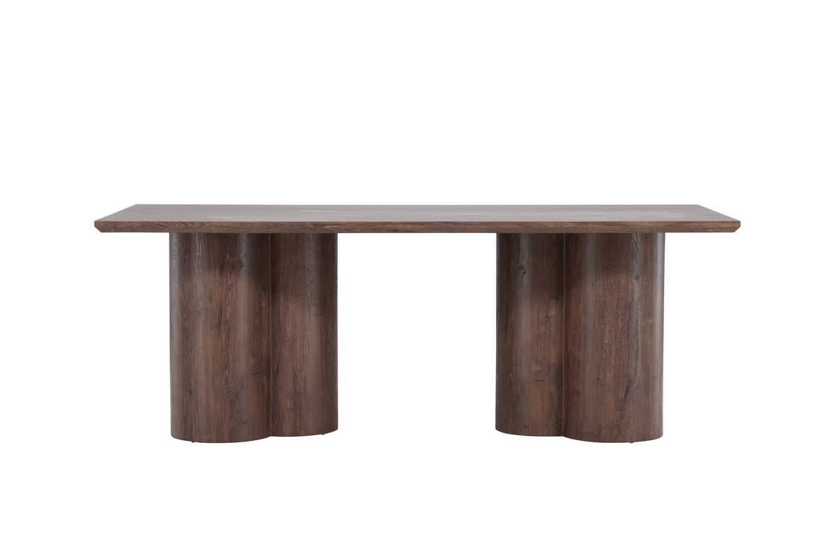 Table de repas marron Olga 210x100 cm, table à manger rectangulaire en bois pour 6 personnes