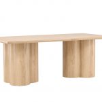 Table de repas naturelle Olga 210x100 cm, table à manger rectangulaire en bois pour 6 personnes