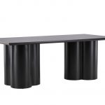 Table de repas noire Olga 210x100 cm, table à manger rectangulaire en bois pour 6 personnes