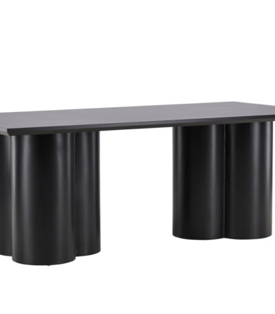 Table de repas noire Olga 210x100 cm, table à manger rectangulaire en bois pour 6 personnes