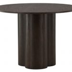 Table repas marron ronde Olga esprit rotin home (5) Table repas marron ronde Olga, table design 4 places avec pied central pour salle à manger ou cuisine.