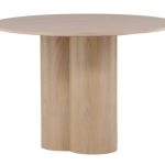 Table repas naturelle ronde Olga esprit rotin home (5) Table repas taupe ronde Olga, table design 4 places avec piètement central sculptural pour salle à manger ou cuisine.