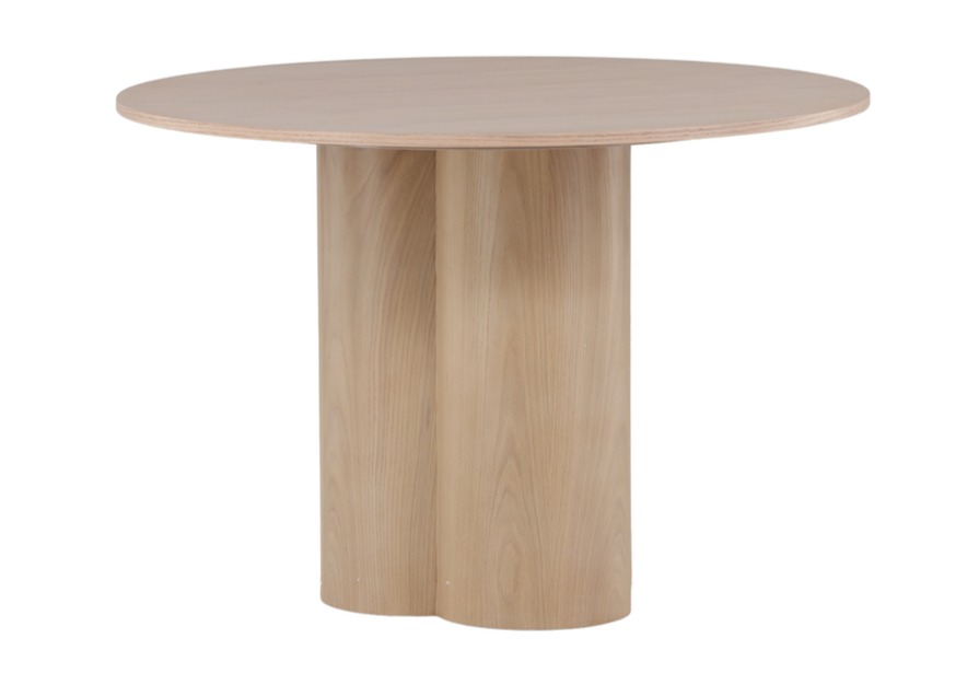 Table repas naturelle ronde Olga esprit rotin home (5) Table repas taupe ronde Olga, table design 4 places avec piètement central sculptural pour salle à manger ou cuisine.
