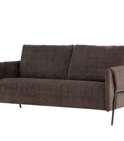 Canapé 2 places Inigo marron en tissu avec pieds en acier noir, canapé confortable au design contemporain pour salon élégant
