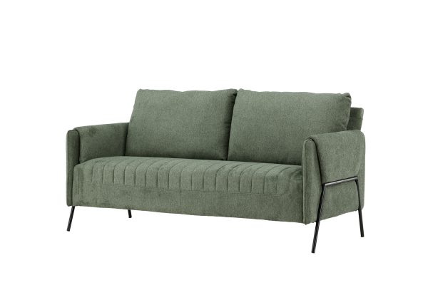 canapé 2 places inigo vert (4) Canapé 2 places Inigo vert en tissu avec pieds en acier noir, canapé confortable au design contemporain pour salon élégant