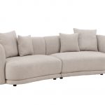 Canapé 3 places Cilio beige en tissu bouclé avec lignes arrondies et assise généreuse