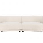 Canapé 3 places Cilio blanc en tissu bouclé avec lignes arrondies et design contemporain
