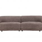 Canapé 3 places Cilio marron en tissu bouclé avec lignes arrondies et assise confortable