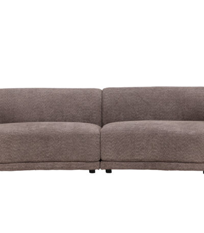 Canapé 3 places Cilio marron en tissu bouclé avec lignes arrondies et assise confortable