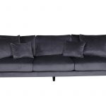 Canapé 3 places Soren gris foncé en velours avec pieds en acier, canapé confortable au design contemporain pour salon élégant