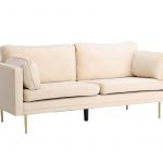 Canapé 3 places Bosco crème en velours avec pieds en métal, canapé confortable au design scandinave contemporain