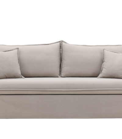 Canapé 3 places Noah marron en tissu effet lin avec housse amovible, canapé confortable au design contemporain