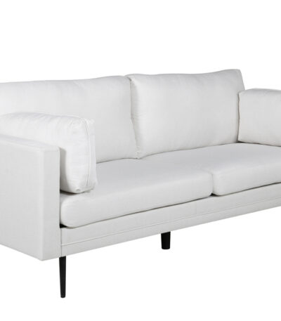 Canapé 3 places Bosco blanc en tissu avec pieds en acier noir, canapé confortable au design scandinave contemporain