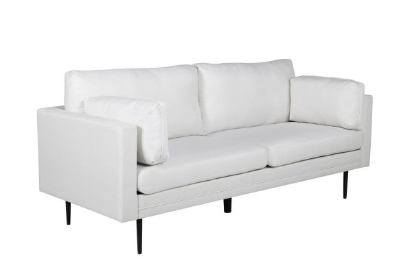 Canapé 3 places Bosco blanc en tissu avec pieds en acier noir, canapé confortable au design scandinave contemporain