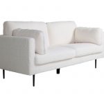 Canapé 3 places Bosco blanc teddy avec pieds en acier noir, canapé confortable au design scandinave contemporain