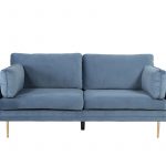 Canapé 3 places Bosco bleu en velours avec pieds en métal, canapé confortable au design scandinave contemporain