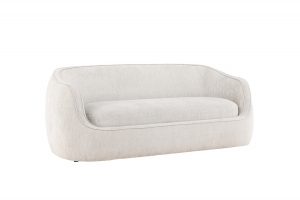 Canapé 3 places Eliot gris clair en tissu avec lignes arrondies, canapé confortable au design contemporain
