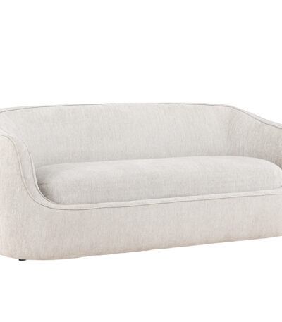 Canapé 3 places Eliot gris clair en tissu avec lignes arrondies, canapé confortable au design contemporain
