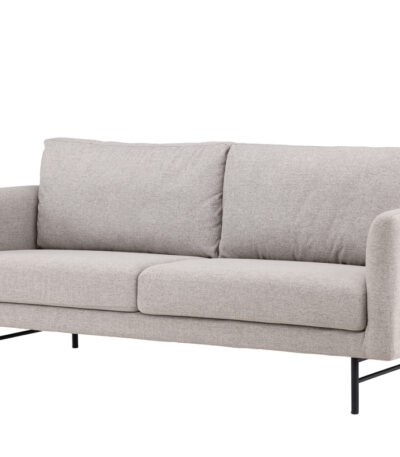 Canapé 3 places Himmel beige en tissu avec pieds métal, canapé confortable au design contemporain pour salon élégant