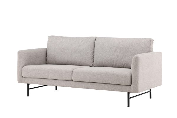 Canapé 3 places Himmel beige en tissu avec pieds métal, canapé confortable au design contemporain pour salon élégant