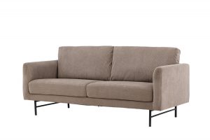 Canapé 3 places Himmel marron en tissu avec pieds métal, canapé confortable au design contemporain pour salon élégant