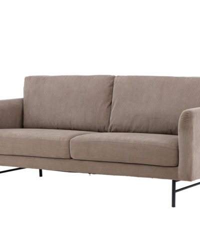 Canapé 3 places Himmel marron en tissu avec pieds métal, canapé confortable au design contemporain pour salon élégant