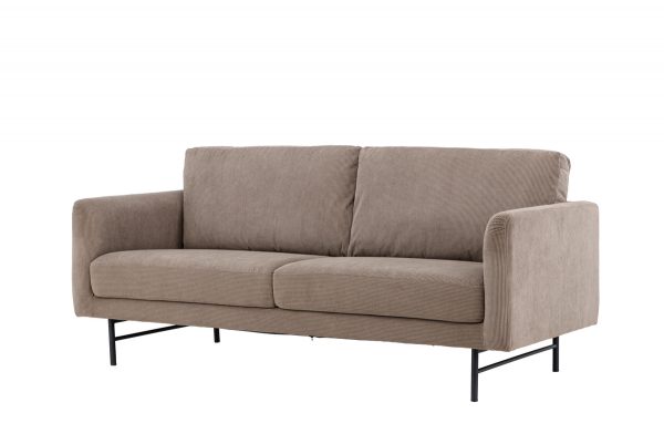 Canapé 3 places Himmel marron en tissu avec pieds métal, canapé confortable au design contemporain pour salon élégant
