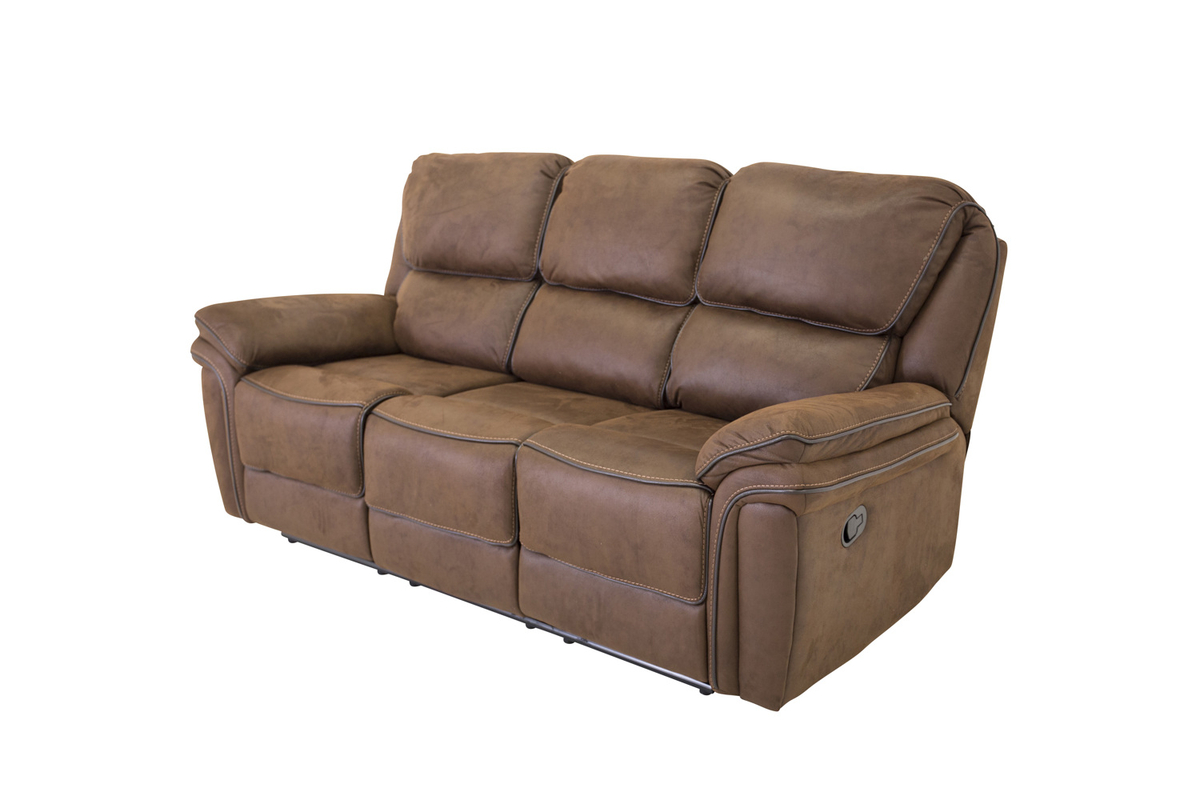 Canapé inclinable marron Salvino en microfibre avec fonction relax et assises confortables