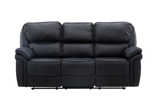 Canapé inclinable noir Salvino en microfibre avec fonction relax et assises confortables