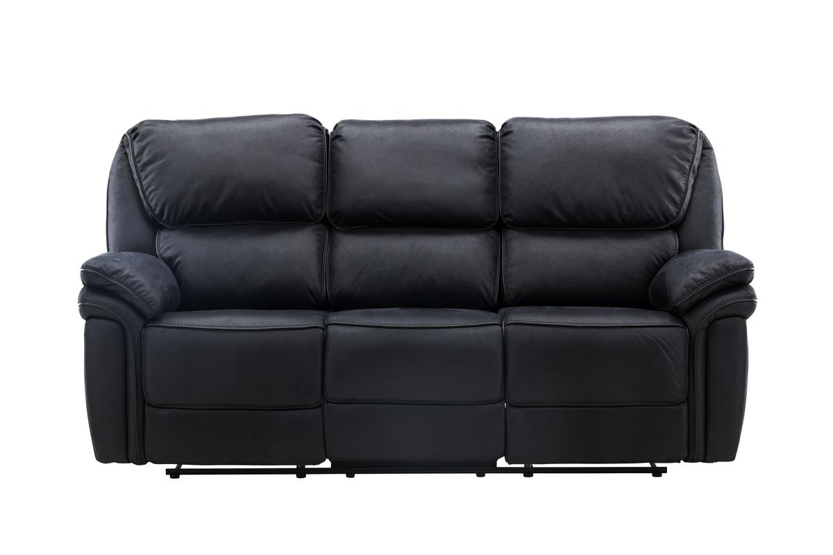 Canapé inclinable noir Salvino en microfibre avec fonction relax et assises confortables