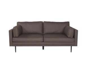 Canapé 3 places Bosco marron en microfibre avec pieds en acier noir, canapé confortable au design scandinave contemporain