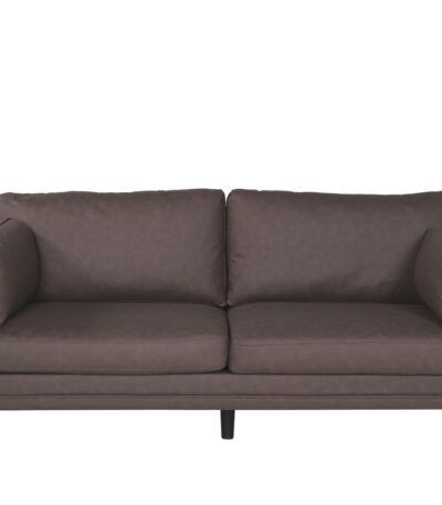 Canapé 3 places Bosco marron en microfibre avec pieds en acier noir, canapé confortable au design scandinave contemporain