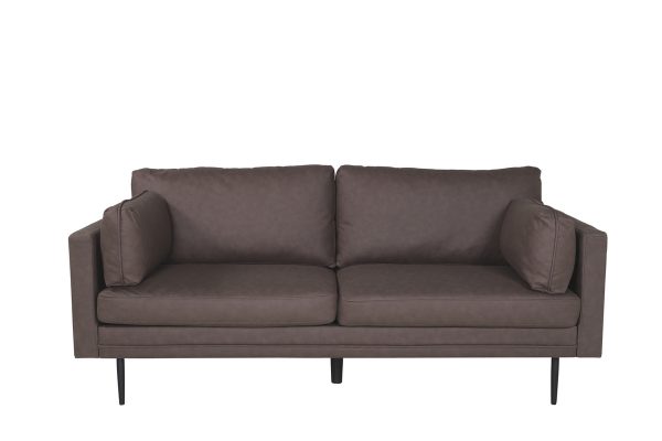Canapé 3 places Bosco marron en microfibre avec pieds en acier noir, canapé confortable au design scandinave contemporain