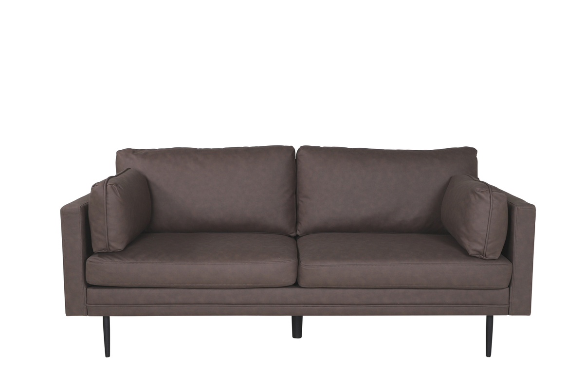 Canapé 3 places Bosco marron en microfibre avec pieds en acier noir, canapé confortable au design scandinave contemporain