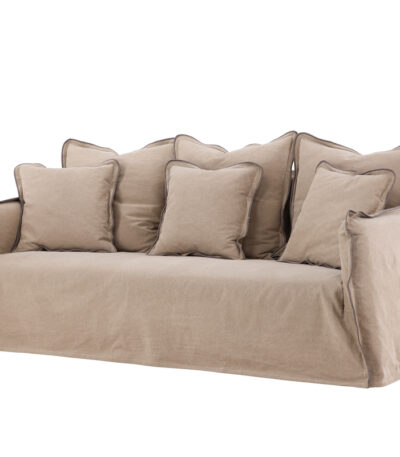 Canapé 3 places Oscar marron en coton avec housses amovibles, canapé confortable au design contemporain