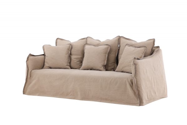 Canapé 3 places Oscar marron en coton avec housses amovibles, canapé confortable au design contemporain